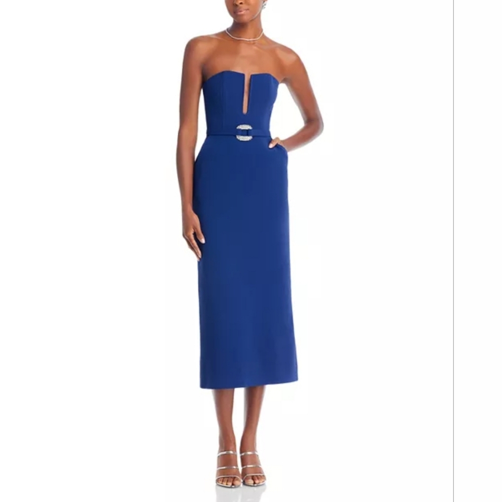 David Koma Corset Midi Dress Blue XS/US2